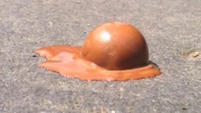 Chocolate melting on street