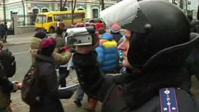 Protesters are filmed