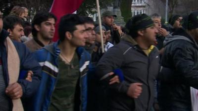 Afghan asylum seekers protesting in Belgium