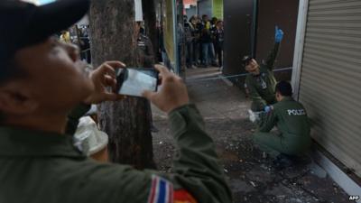 Police examine site of explosion