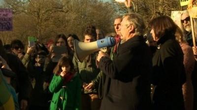 José Bové speaks to protesters