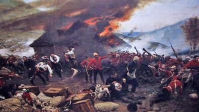 The Defence of Rorke's Drift, by de Neuville hangs at the Regimental Museum of The Royal Welsh, based at Brecon, Powys