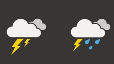 Two weather icons showing stormy weather