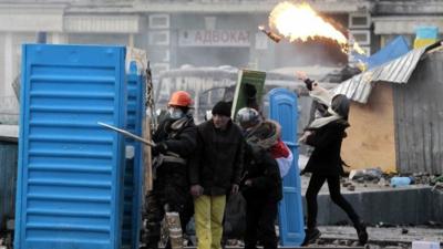 Protesters in Kiev on 20 January