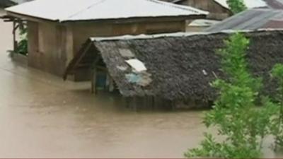 Houses under water in Southern Philippines