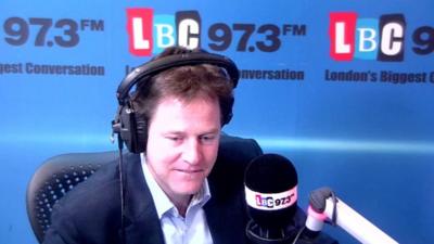 Nick Clegg on his weekly LBC radio phone-in show