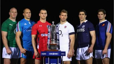 Six Nations captain's with trophy