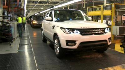 Range rover cars on production line