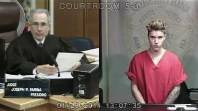 Judge (left) and Bieber in court