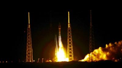 A 19-story Atlas 5 rocket built by United Launch Alliance streaks across the sky after lifting off from Cape Canaveral, Florida January 23