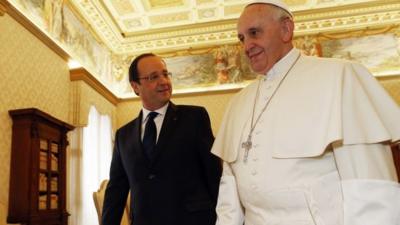 French President Francois Hollande and Pope Francis