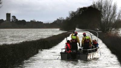 Villagers use the humanitarian support boat provided by Somerset County Counci