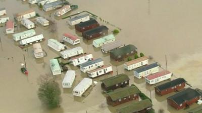 Flooded mobile homes