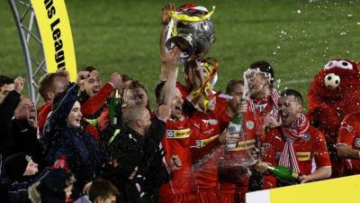 Cliftonville celebrate their League Cup success