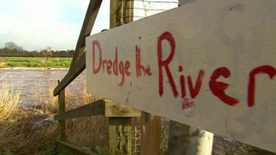 Sign by flooding in Somerset