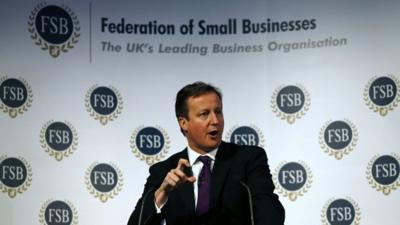 David Cameron making speech to the Federation of Small Business