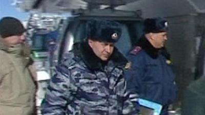 Russian security officers at site of Winter Olympics in Sochi