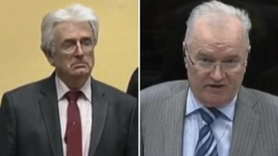 Radovan Karadzic (L) and Ratko Mladic, 28 Jan
