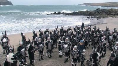 Viking squad on a Shetland beach