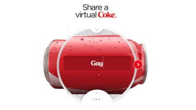 Gay not allowed on coke site