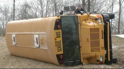 Overturned school bus