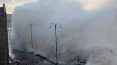 High waves hit Aberystwyth seafront