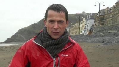 Hywel Griffith reporting from Aberystwyth