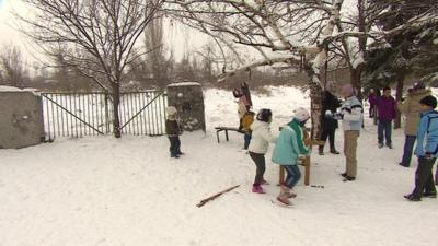 Children playing in the snow