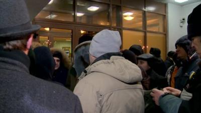 Stand-off outside the hospital