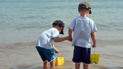 Children at the beach