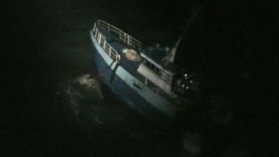 Le Sillon fishing boat in rough seas