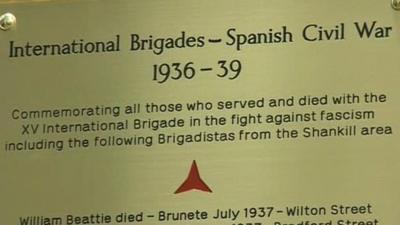 Plaque to Spanish Civil War volunteers