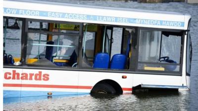 Semi-submerged bus