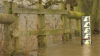 Flood gauge on river