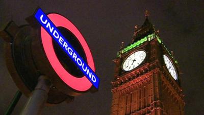 Big Ben and London Underground sign