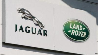 A view of the Jaguar Land Rover logo