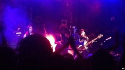 US singer Prince on stage at the Electric Ballroom in Camden, north London for a secret gig.