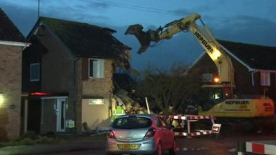 Demolition of gas explosion houses in Cloes Lane, Clacton