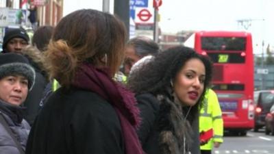 Bus queue in Shepherd's Bush