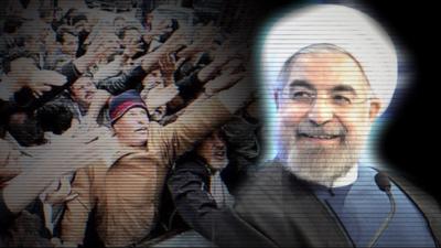 President Rouhani and Iranian citizens begging for food