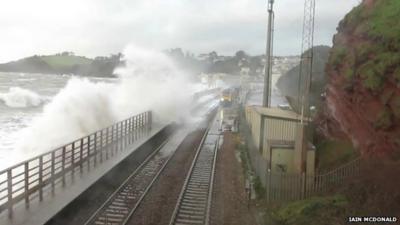 One of the last trains using the sea wall before the line collapsed