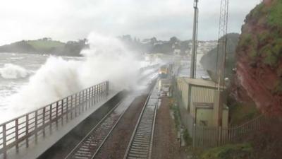 One of the last trains using the sea wall before the line collapsed