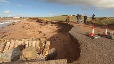 Storm damage, South Milton Sands, Devon, February 2014