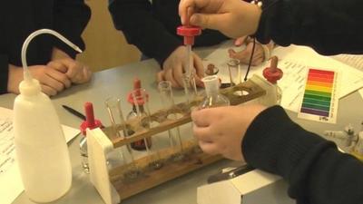 Pupils in chemistry lesson