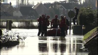 Emergency services with rescue boat