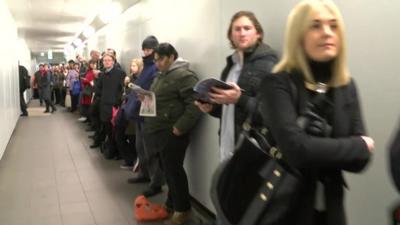 Passengers queuing at Maidenhead railway station