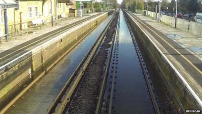 Flooded Winsdor to London train line