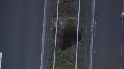 Hole in M2 central reservation