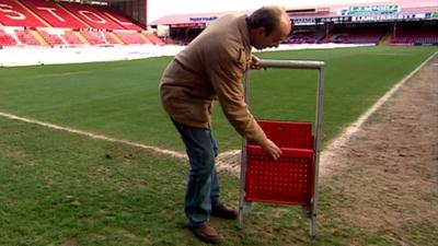 Jon Darch demonstrated new stadium safe standing seat