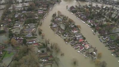 Thames flooding near Staines